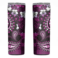 Fiji Masi Paisley Skinny Tumbler Fijian Hibiscus Tapa Purple Version