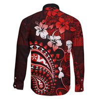 Fiji Masi Paisley Family Matching Short Sleeve Bodycon Dress and Hawaiian Shirt Fijian Hibiscus Tapa Red Version LT01 - Polynesian Pride