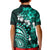 Fiji Masi Paisley Kid Polo Shirt Fijian Hibiscus Tapa Turquoise Version LT01 - Polynesian Pride