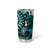 Fiji Masi Paisley Tumbler Cup Fijian Hibiscus Tapa Turquoise Version