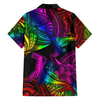 LGBT History Month Family Matching Off Shoulder Short Dress and Hawaiian Shirt Polynesian Hammerhead Shark LT01 - Polynesian Pride