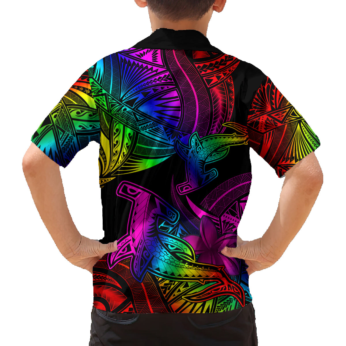 LGBT History Month Family Matching Summer Maxi Dress and Hawaiian Shirt Polynesian Hammerhead Shark LT01 - Polynesian Pride