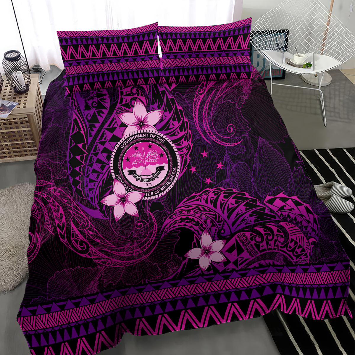 FSM Culture Day Bedding Set Tribal Pattern Pink Version LT01 - Polynesian Pride