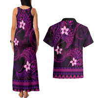 FSM Culture Day Couples Matching Tank Maxi Dress and Hawaiian Shirt Tribal Pattern Pink Version LT01 - Polynesian Pride