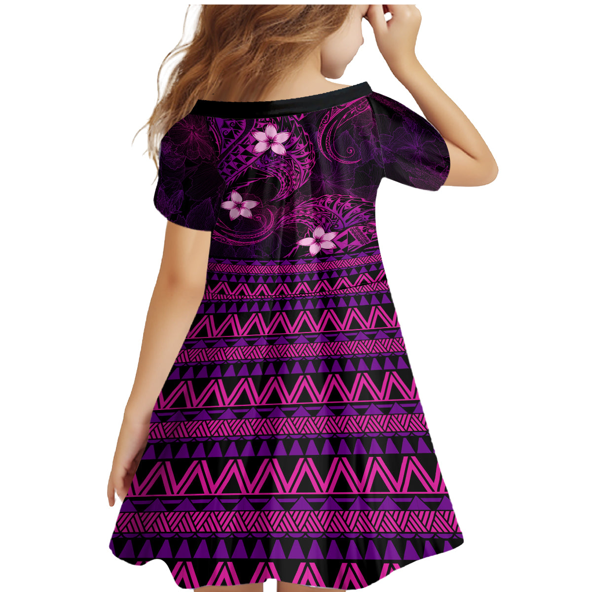 FSM Culture Day Family Matching Mermaid Dress and Hawaiian Shirt Tribal Pattern Pink Version LT01 - Polynesian Pride