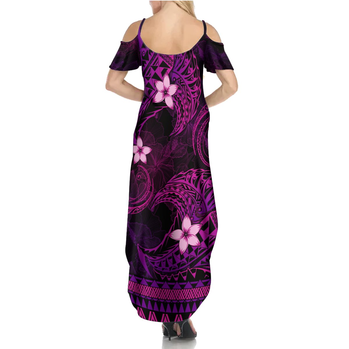 FSM Chuuk State Summer Maxi Dress Tribal Pattern Pink Version LT01 - Polynesian Pride