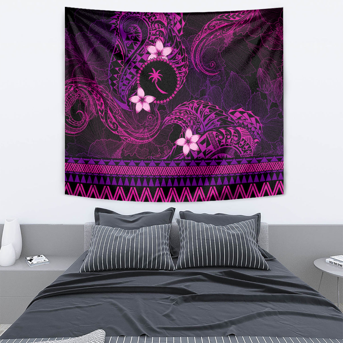 FSM Chuuk State Tapestry Tribal Pattern Pink Version LT01 - Polynesian Pride