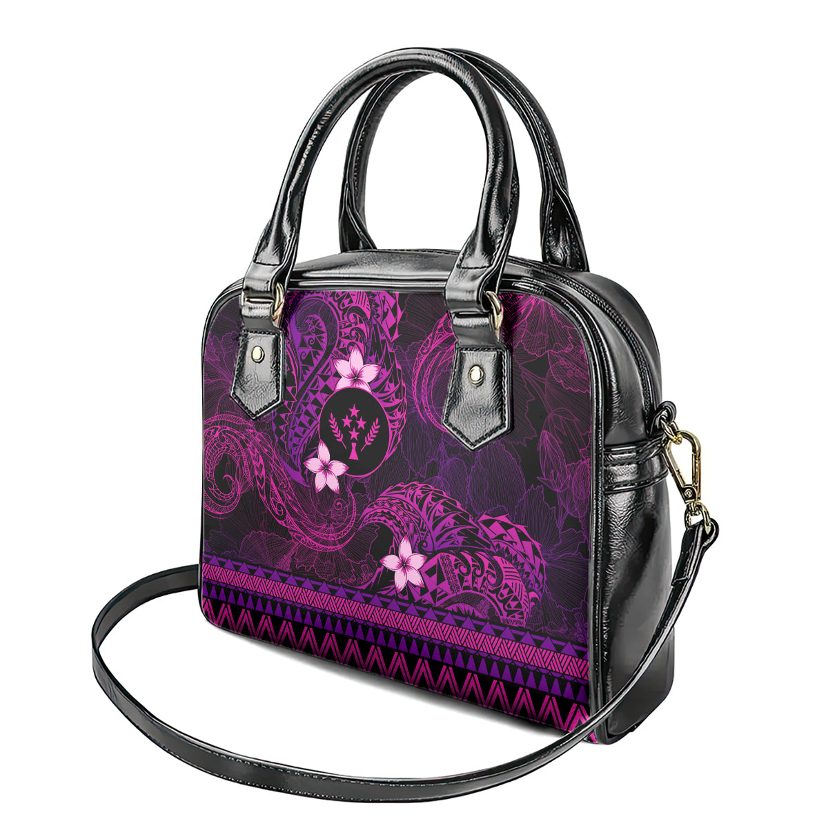 FSM Kosrae State Shoulder Handbag Tribal Pattern Pink Version LT01 - Polynesian Pride