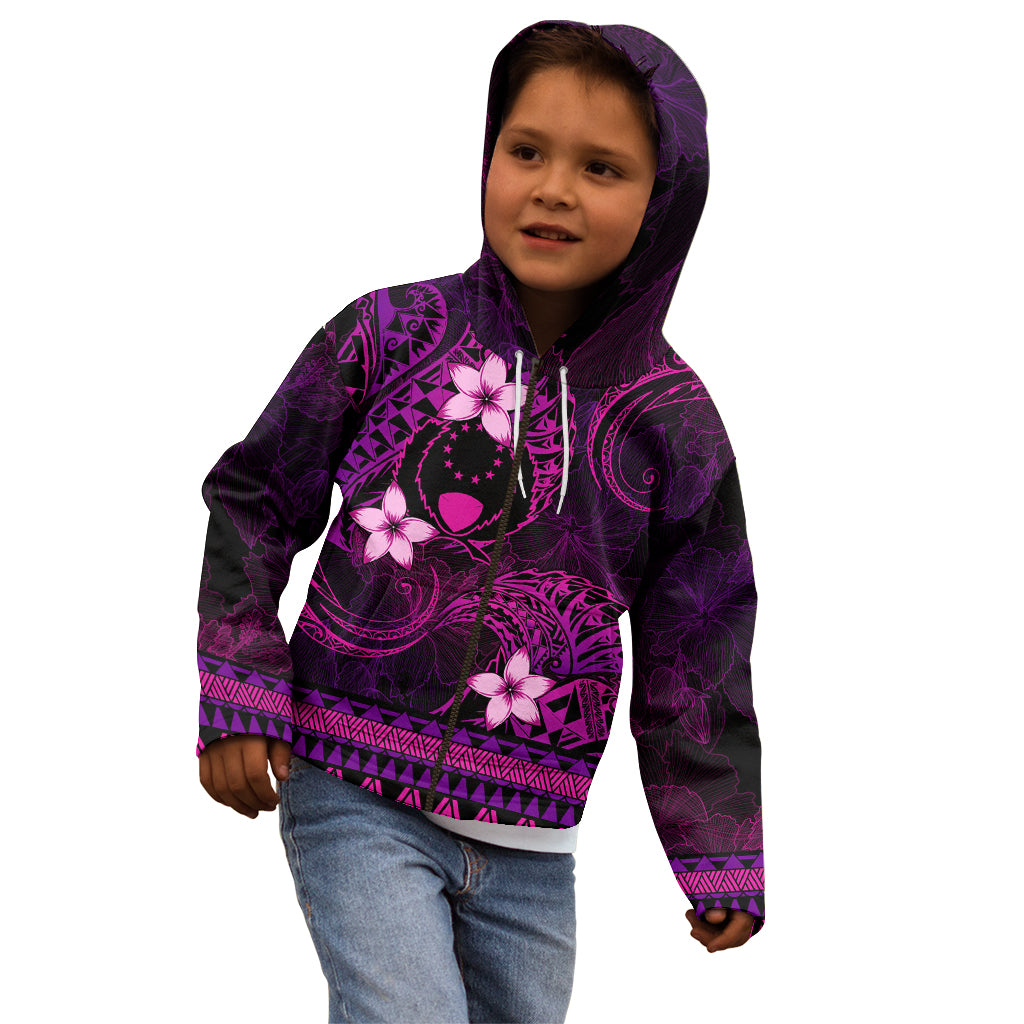 FSM Pohnpei State Kid Hoodie Tribal Pattern Pink Version LT01 - Polynesian Pride