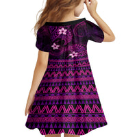 FSM Pohnpei State Kid Short Sleeve Dress Tribal Pattern Pink Version LT01 - Polynesian Pride