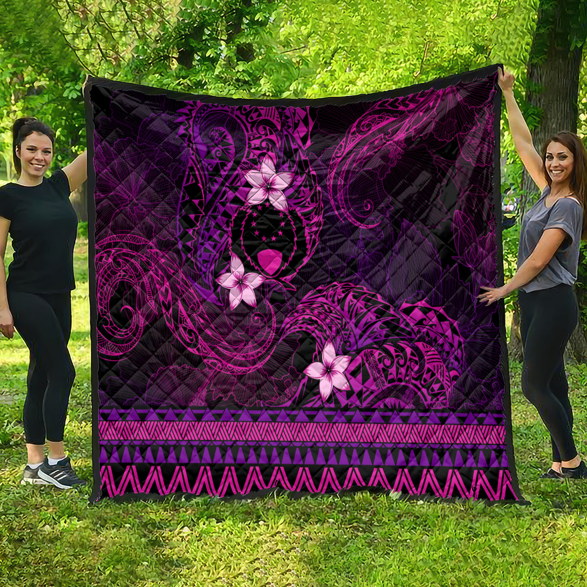 FSM Pohnpei State Quilt Tribal Pattern Pink Version LT01 - Polynesian Pride