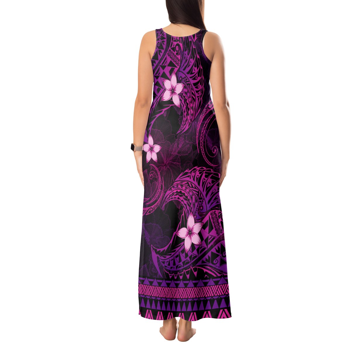 FSM Pohnpei State Tank Maxi Dress Tribal Pattern Pink Version LT01 - Polynesian Pride