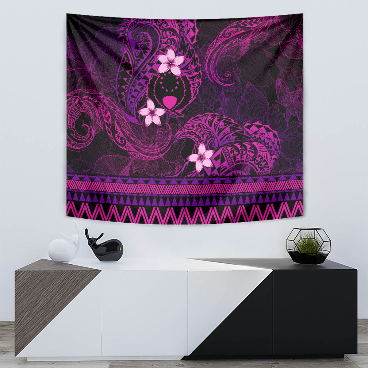 FSM Pohnpei State Tapestry Tribal Pattern Pink Version LT01 - Polynesian Pride