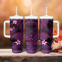 FSM Pohnpei State Tumbler With Handle Tribal Pattern Pink Version