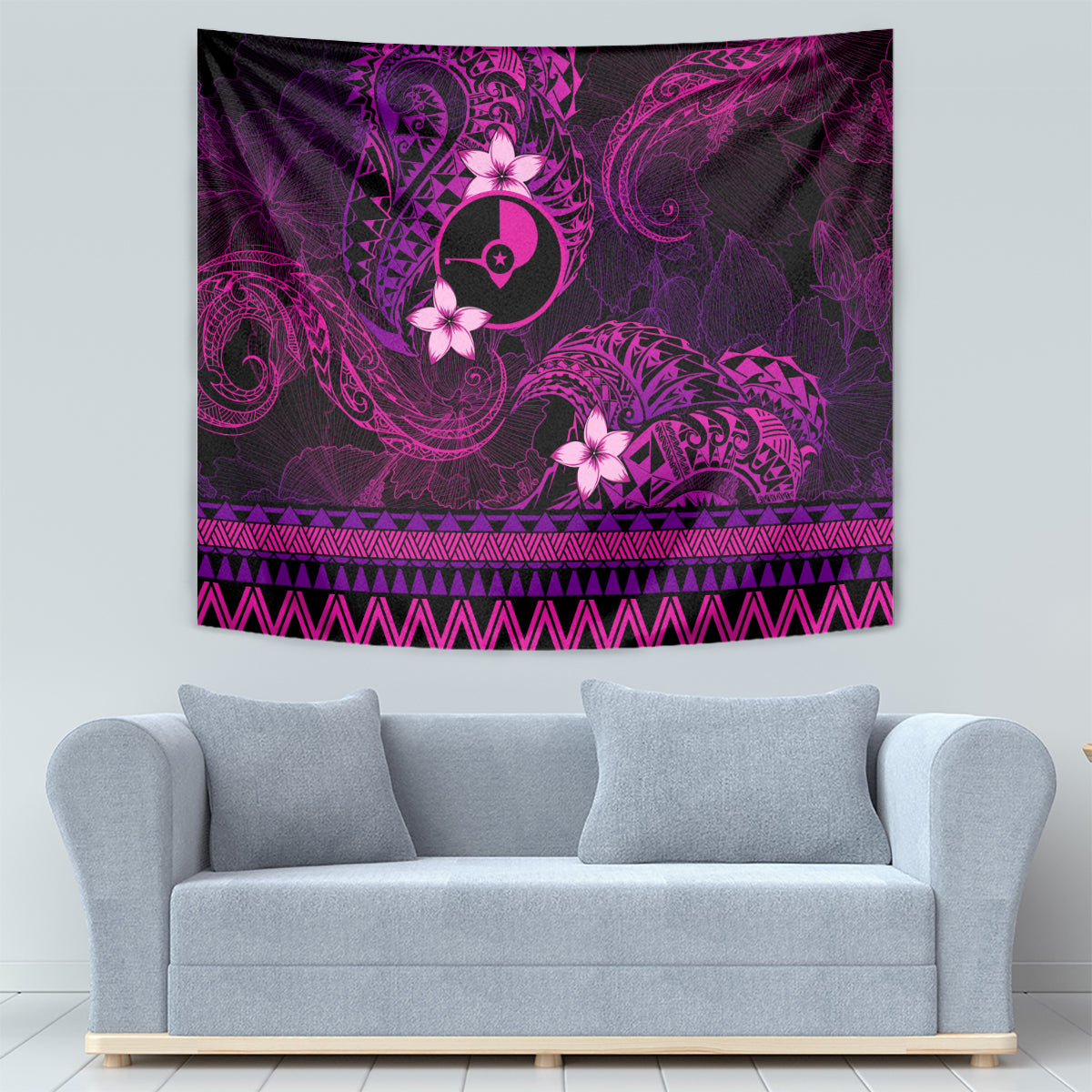 FSM Yap State Tapestry Tribal Pattern Pink Version LT01 - Polynesian Pride
