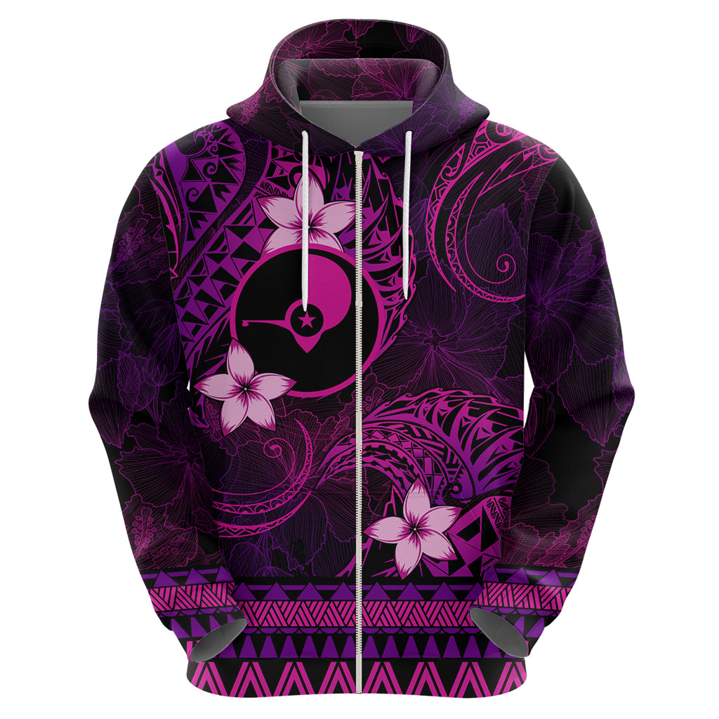 FSM Yap State Zip Hoodie Tribal Pattern Pink Version LT01 - Polynesian Pride