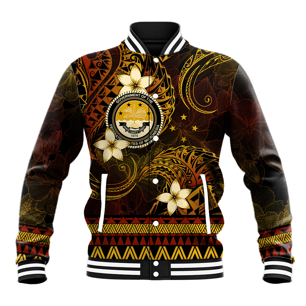FSM Culture Day Baseball Jacket Tribal Pattern Gold Version LT01 Unisex Gold - Polynesian Pride