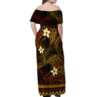 FSM Culture Day Off Shoulder Maxi Dress Tribal Pattern Gold Version LT01 - Polynesian Pride