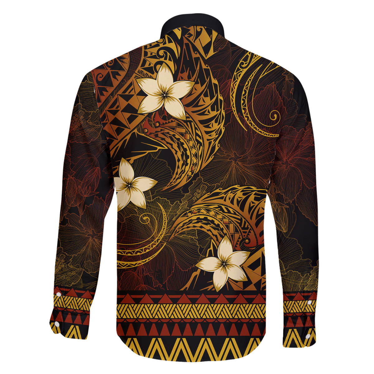 FSM Chuuk State Family Matching Off Shoulder Short Dress and Hawaiian Shirt Tribal Pattern Gold Version LT01 - Polynesian Pride