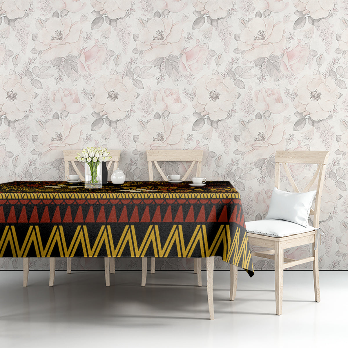 FSM Chuuk State Tablecloth Tribal Pattern Gold Version LT01 - Polynesian Pride