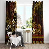 FSM Chuuk State Window Curtain Tribal Pattern Gold Version LT01 - Polynesian Pride