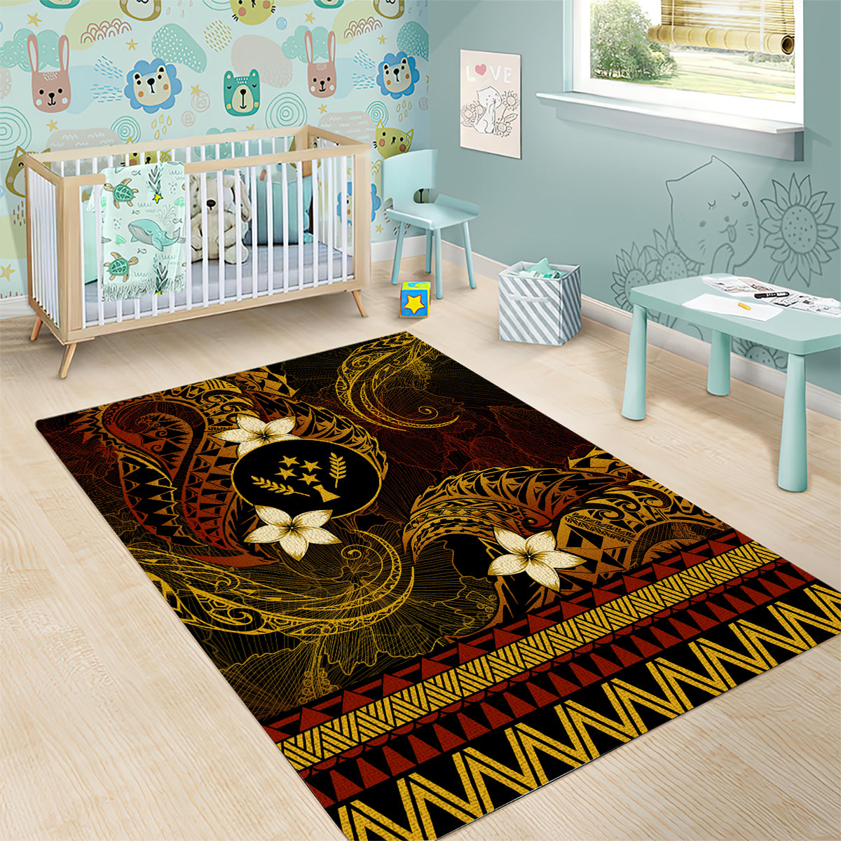 FSM Kosrae State Area Rug Tribal Pattern Gold Version LT01 - Polynesian Pride