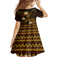 FSM Kosrae State Kid Short Sleeve Dress Tribal Pattern Gold Version LT01 - Polynesian Pride