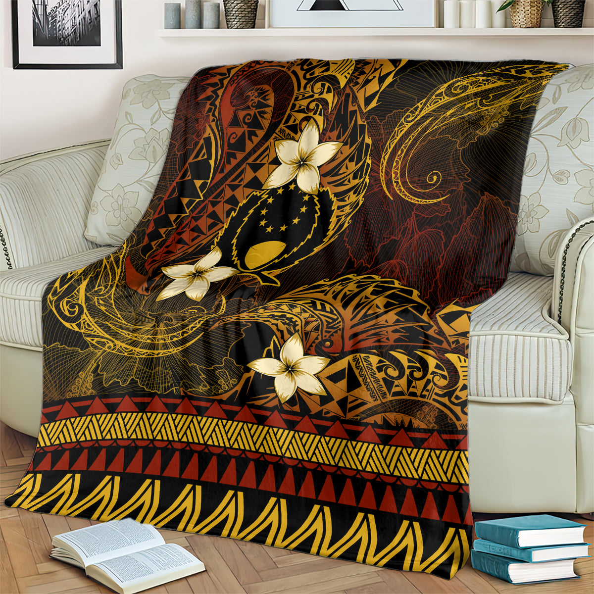 FSM Pohnpei State Blanket Tribal Pattern Gold Version