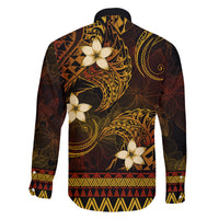 FSM Pohnpei State Family Matching Off Shoulder Long Sleeve Dress and Hawaiian Shirt Tribal Pattern Gold Version LT01 - Polynesian Pride