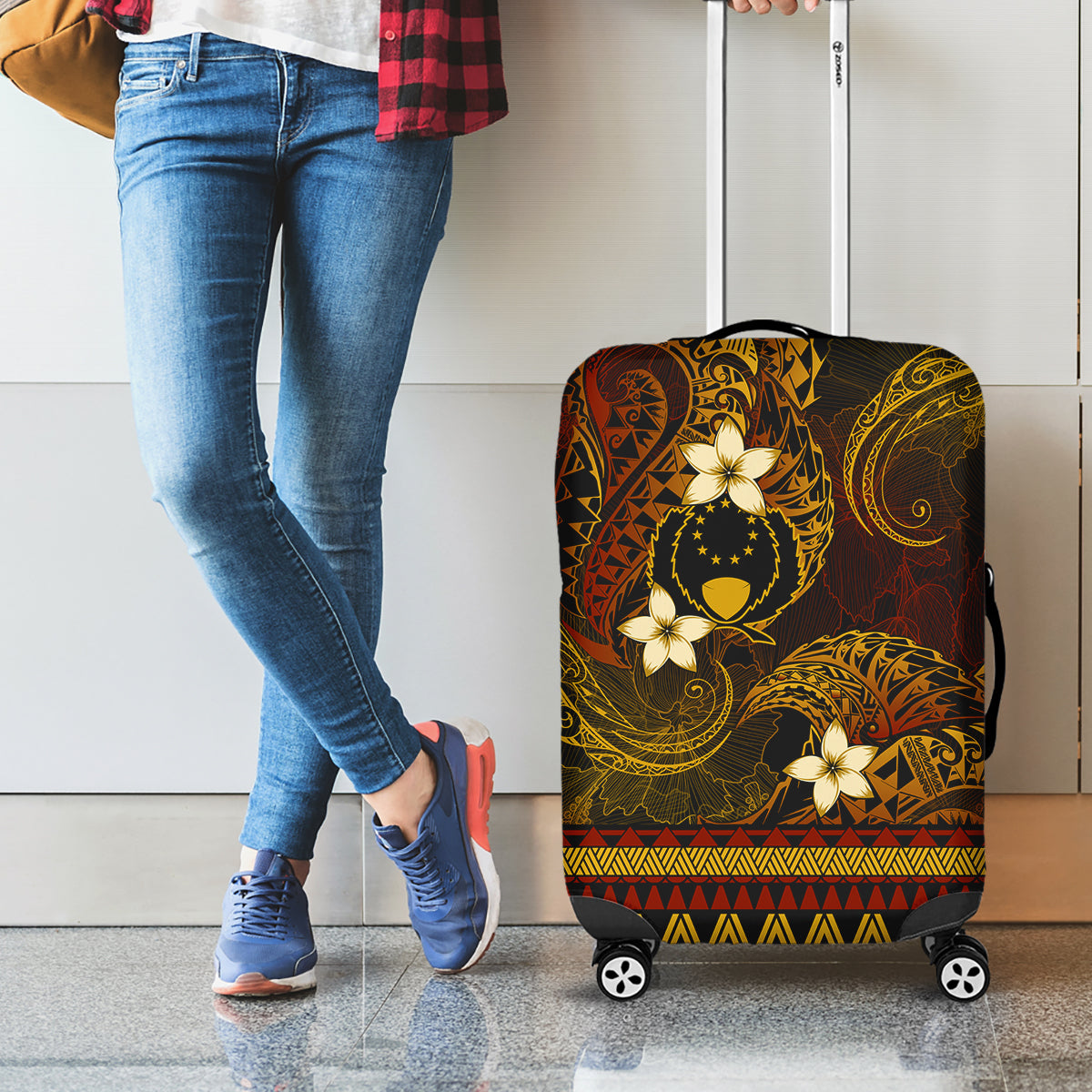 FSM Pohnpei State Luggage Cover Tribal Pattern Gold Version