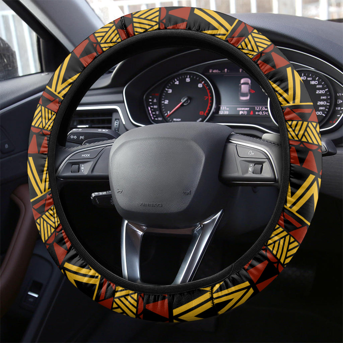FSM Pohnpei State Steering Wheel Cover Tribal Pattern Gold Version