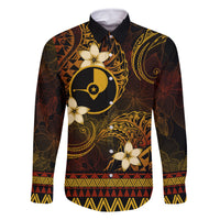 FSM Yap State Family Matching Off Shoulder Short Dress and Hawaiian Shirt Tribal Pattern Gold Version LT01 Dad's Shirt - Long Sleeve Gold - Polynesian Pride