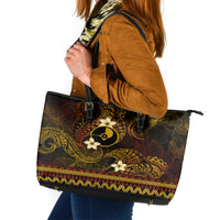 FSM Yap State Leather Tote Bag Tribal Pattern Gold Version LT01 Gold - Polynesian Pride