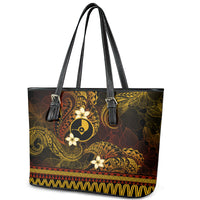 FSM Yap State Leather Tote Bag Tribal Pattern Gold Version LT01 - Polynesian Pride