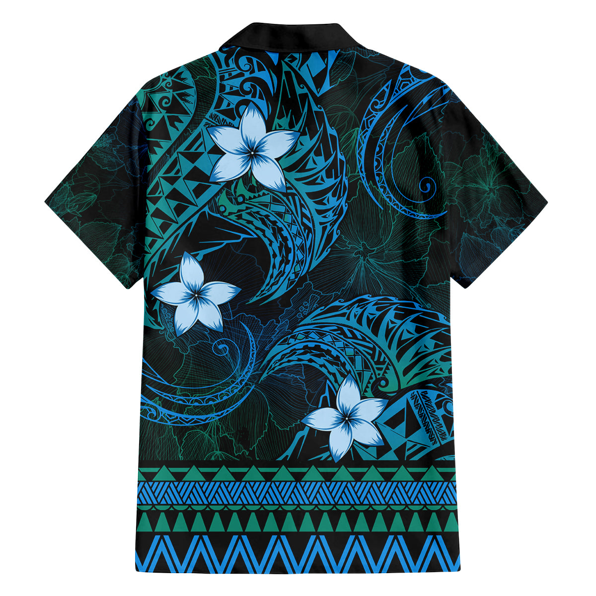 FSM Culture Day Family Matching Off Shoulder Maxi Dress and Hawaiian Shirt Tribal Pattern Ocean Version LT01 - Polynesian Pride