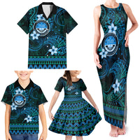 FSM Culture Day Family Matching Tank Maxi Dress and Hawaiian Shirt Tribal Pattern Ocean Version LT01 - Polynesian Pride