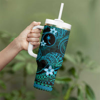 FSM Chuuk State Tumbler With Handle Tribal Pattern Ocean Version