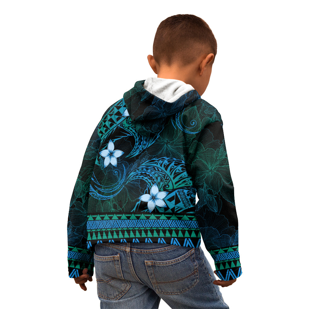 FSM Kosrae State Kid Hoodie Tribal Pattern Ocean Version LT01 - Polynesian Pride