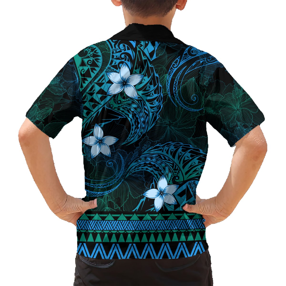 FSM Pohnpei State Hawaiian Shirt Tribal Pattern Ocean Version LT01 - Polynesian Pride