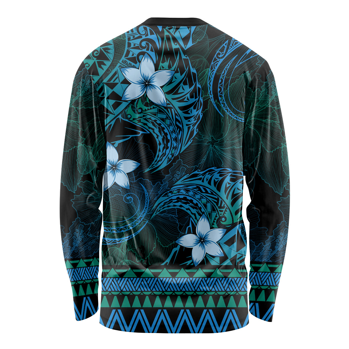 FSM Pohnpei State Long Sleeve Shirt Tribal Pattern Ocean Version LT01 - Polynesian Pride