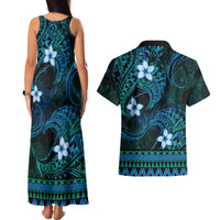 FSM Yap State Couples Matching Tank Maxi Dress and Hawaiian Shirt Tribal Pattern Ocean Version LT01 - Polynesian Pride