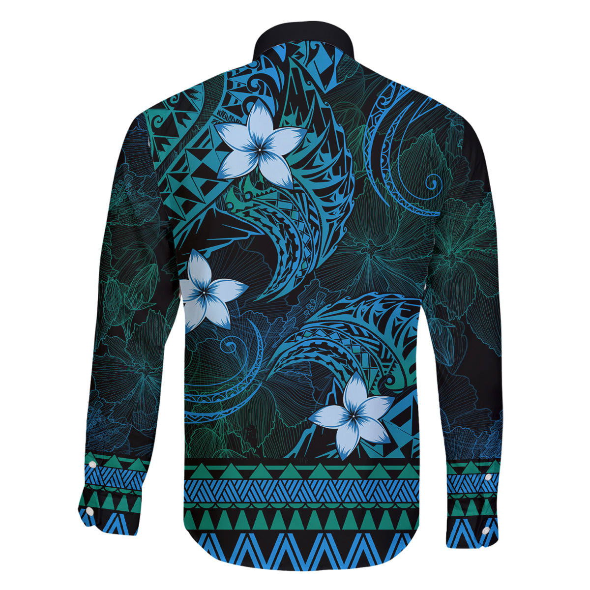 FSM Yap State Family Matching Summer Maxi Dress and Hawaiian Shirt Tribal Pattern Ocean Version LT01 - Polynesian Pride