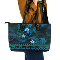 FSM Yap State Leather Tote Bag Tribal Pattern Ocean Version LT01 - Polynesian Pride