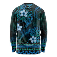 FSM Yap State Long Sleeve Shirt Tribal Pattern Ocean Version LT01 - Polynesian Pride