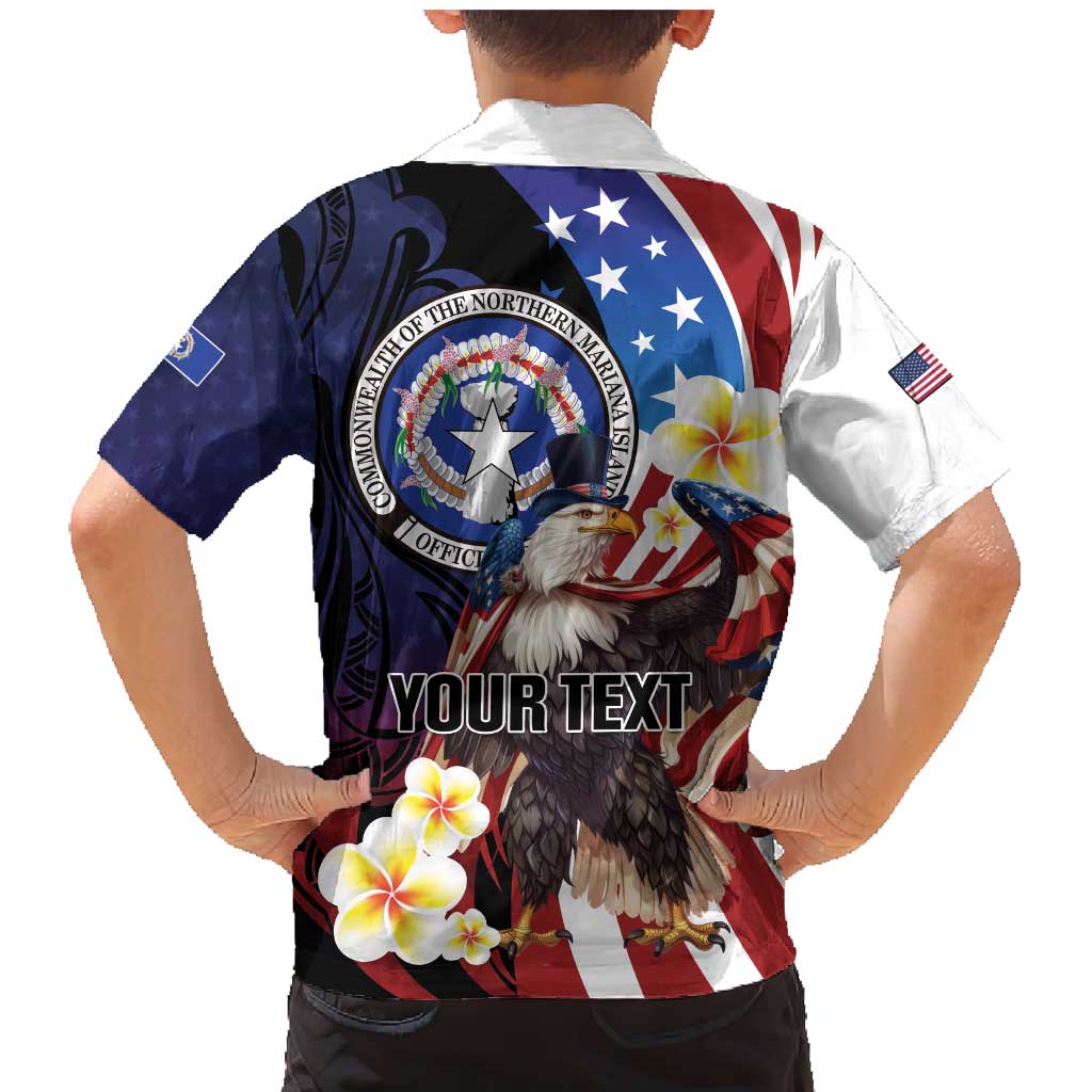 Personalized Northern Mariana Islands 4th of July Family Matching Mermaid Dress and Hawaiian Shirt Plumeria USA Eagle LT01 - Polynesian Pride
