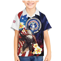 Personalized Northern Mariana Islands 4th of July Family Matching Mermaid Dress and Hawaiian Shirt Plumeria USA Eagle LT01 Son's Shirt Multicolor - Polynesian Pride