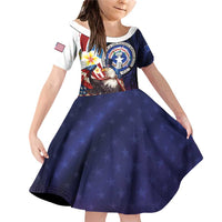 Personalized Northern Mariana Islands 4th of July Family Matching Off Shoulder Short Dress and Hawaiian Shirt Plumeria USA Eagle LT01 Daughter's Dress Multicolor - Polynesian Pride