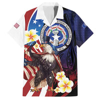 Personalized Northern Mariana Islands 4th of July Family Matching Off Shoulder Short Dress and Hawaiian Shirt Plumeria USA Eagle LT01 Dad's Shirt - Short Sleeve Multicolor - Polynesian Pride