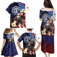 Personalized Northern Mariana Islands 4th of July Family Matching Puletasi and Hawaiian Shirt Plumeria USA Eagle LT01 - Polynesian Pride