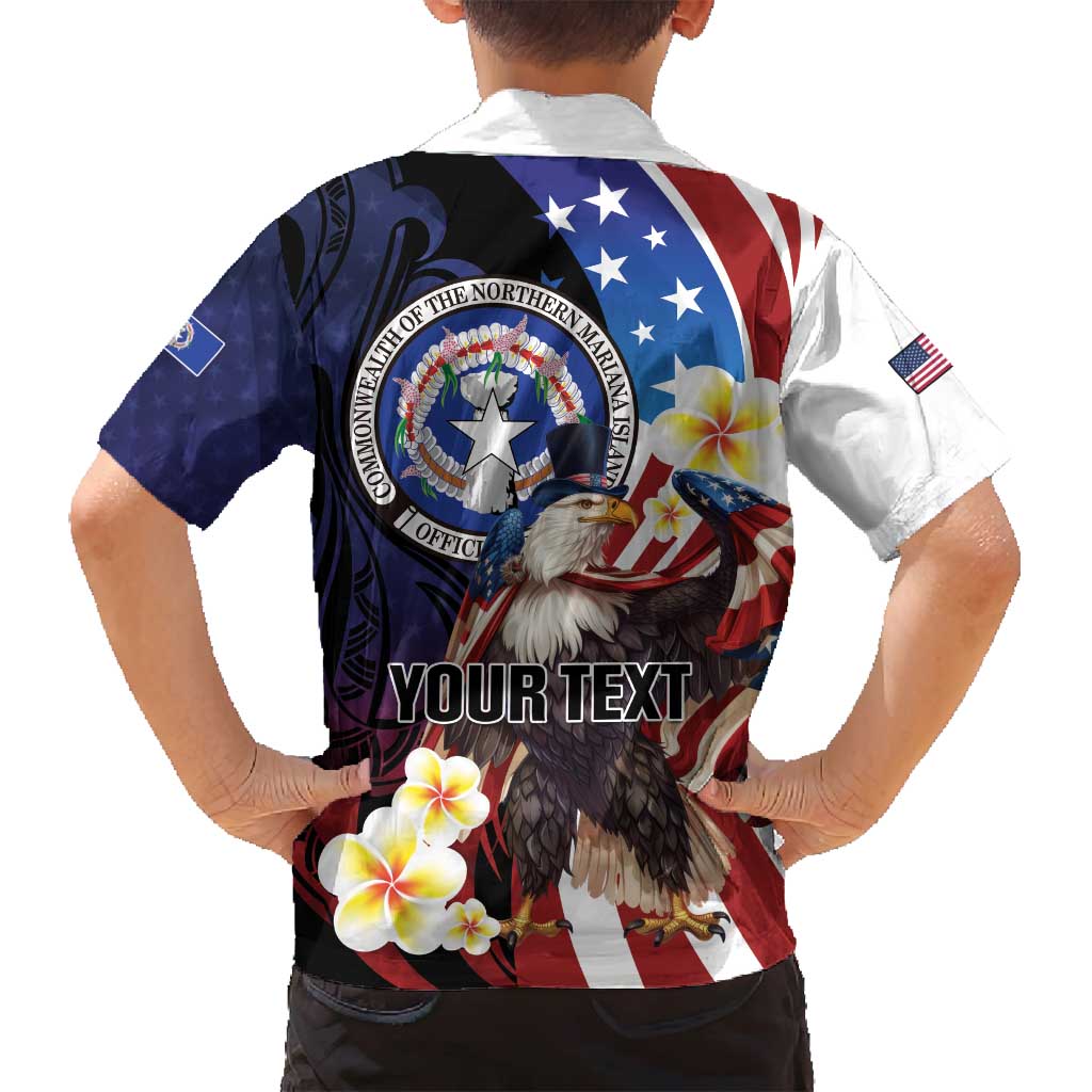 Personalized Northern Mariana Islands 4th of July Family Matching Summer Maxi Dress and Hawaiian Shirt Plumeria USA Eagle LT01 - Polynesian Pride